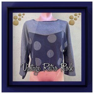 Anthropologie Postmark Metallic Dot Sweatshirt Long Sleeve Blue Women Casual XS